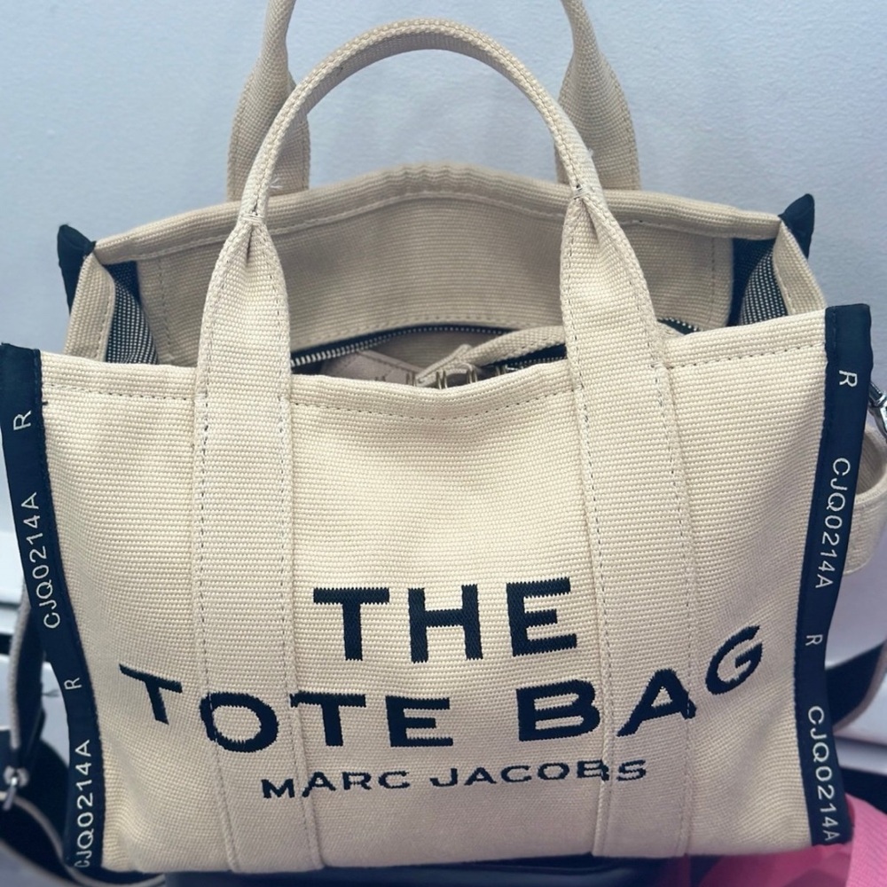 Marc Jacobs Cream and Black Canvas Tote
